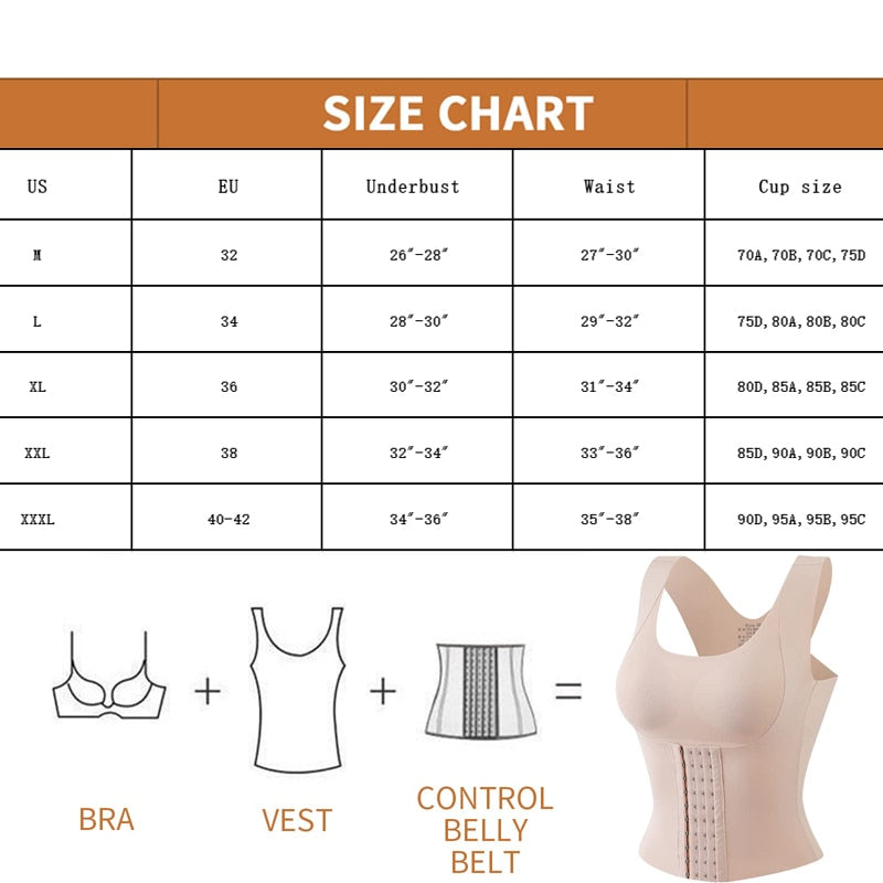 3-in-1 Waist Buttoned Bra Shapewear