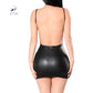 Sexy Glossy Faux Leather Dress Backless Club Party