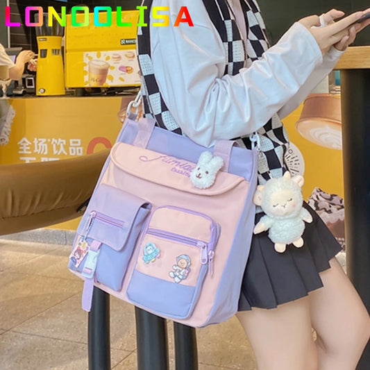 Trendy Nylon Patchwork School Bookbag for Teenager Fashion