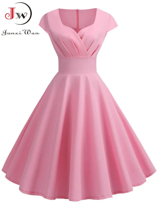 Vintage V-Neck Big Swing Dress