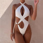 2023 Sexy High Cut Out Halter One Piece Swimsuit