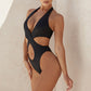 2023 Sexy High Cut Out Halter One Piece Swimsuit