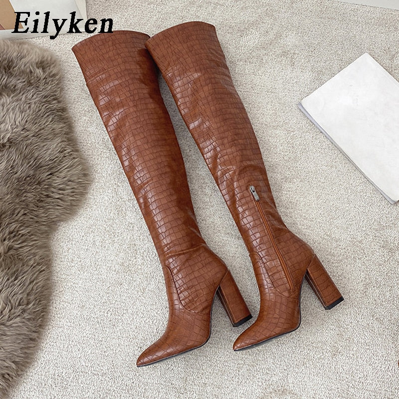 2023 Eilyken Style Microfiber Leather Over-the-Knee Boots