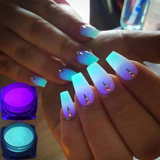 1 Box Neon Phosphor Nail Glitter Powder