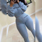 Letter Embroidery Two Piece Sweatshirt+Leggings Casual Sporty