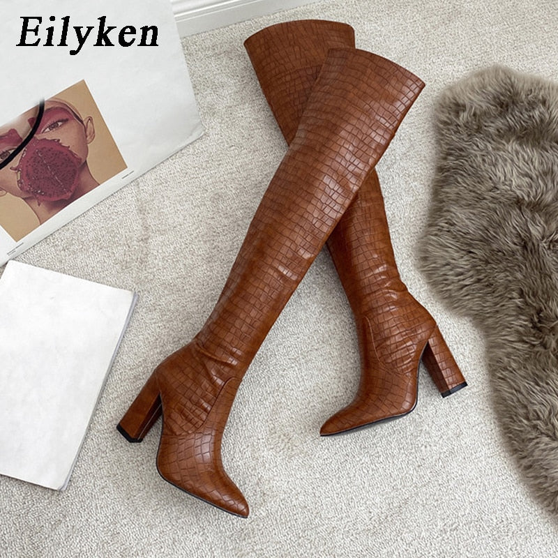 2023 Eilyken Style Microfiber Leather Over-the-Knee Boots