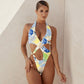 2023 Sexy High Cut Out Halter One Piece Swimsuit