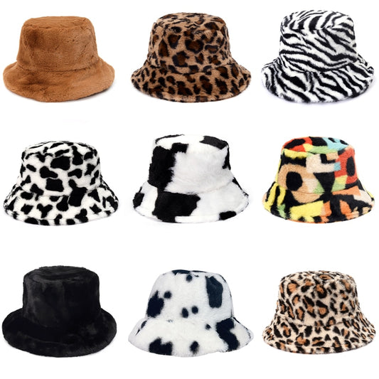 Fluffy Faux Fur Bucket Hats