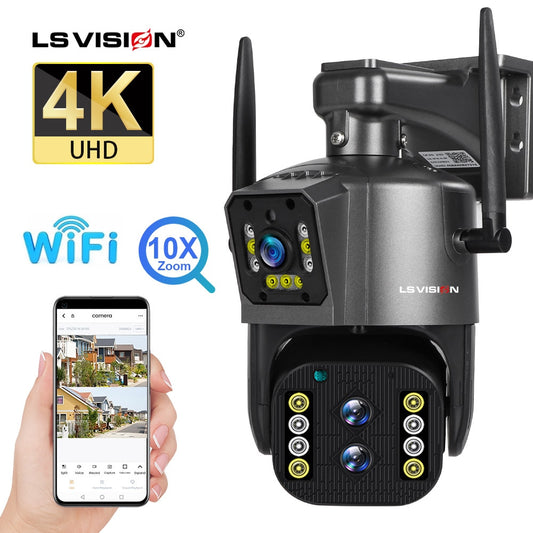 8MP 4K Outdoor WiFi  PTZ three Lens camera