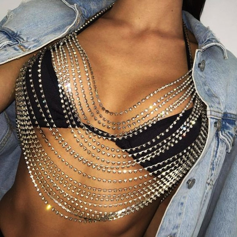 Rhinestone  Backless Tank Tops